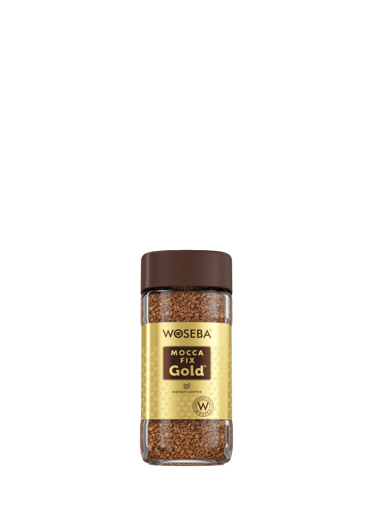 <p>Woseba Mocca Fix Gold, kawa rozpuszczalna, liofilizowana, słoik, widok przodem, 100 g</p>
