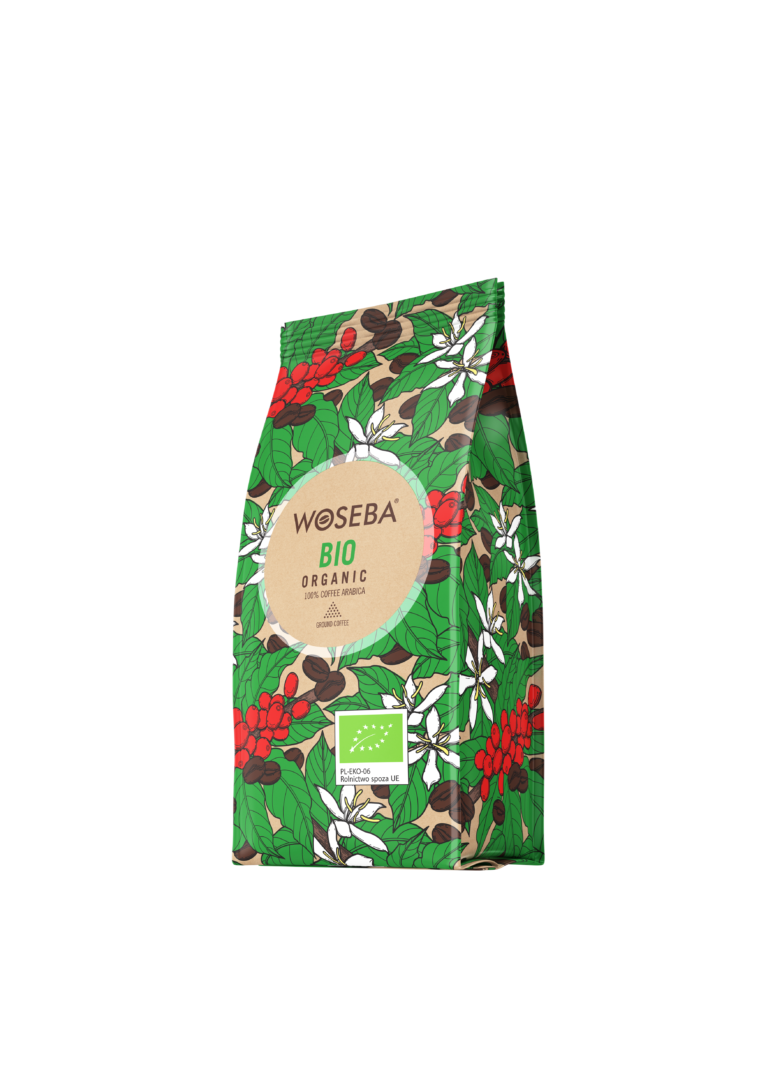 <p>Woseba Bio Organic, kawa mielona, stabilo, widok bokiem, 250 g</p>
