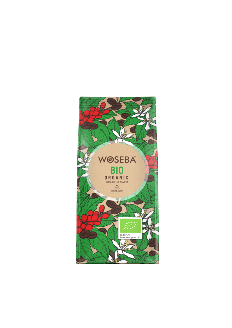 <p>Woseba Bio Organic, kawa mielona, stabilo, widok przodem, 250 g</p>
