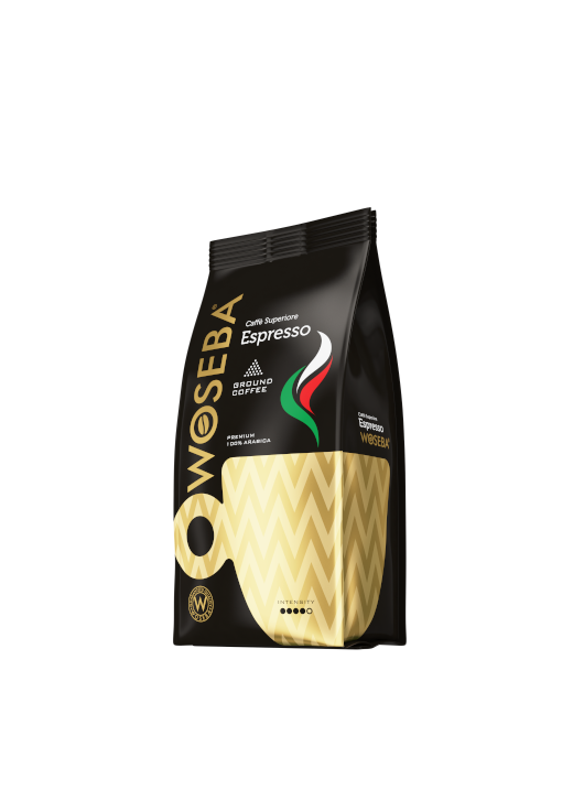 <p>Woseba Espresso, kawa mielona, stabilo, widok bokiem, 250 g</p>
