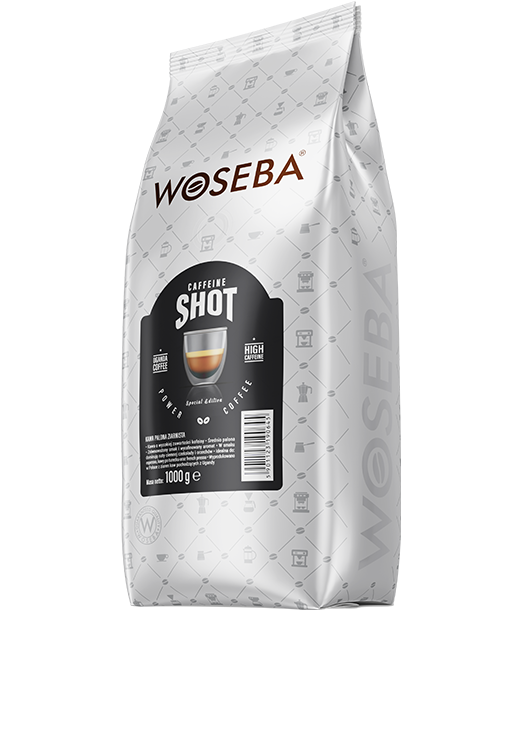 <p>Woseba Caffeine Shot, kawa ziarnista, stabilo, widok bokiem, 1000 g</p>
