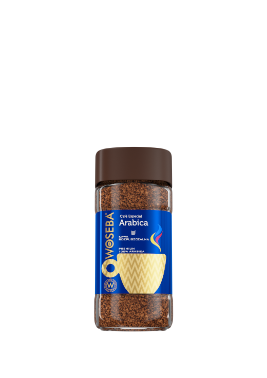 <p>Woseba Arabica, kawa rozpuszczalna, liofilizowana, słoik, widok przodem, 200 g</p>
