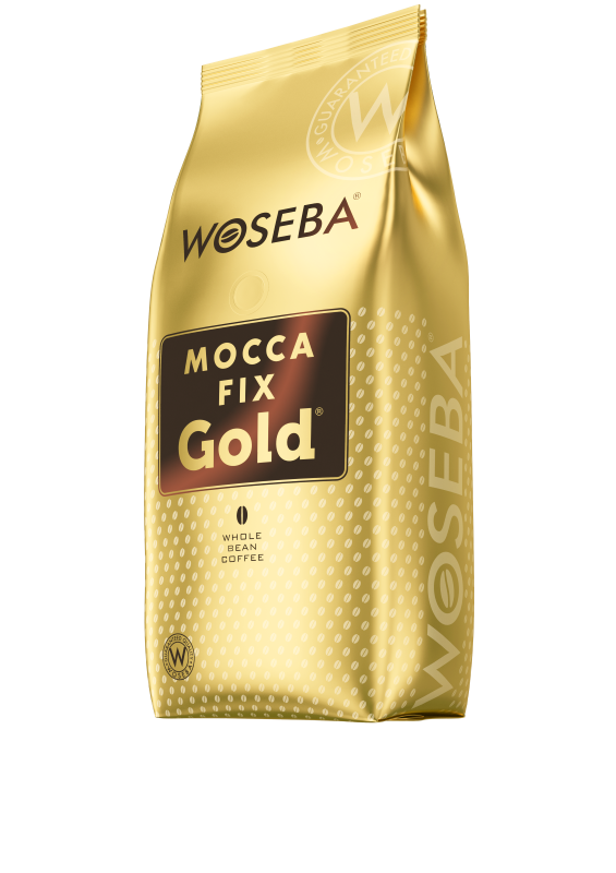 <p>Woseba Mocca Fix Gold, kawa ziarnista, stabilo, widok bokiem, 1000 g</p>
