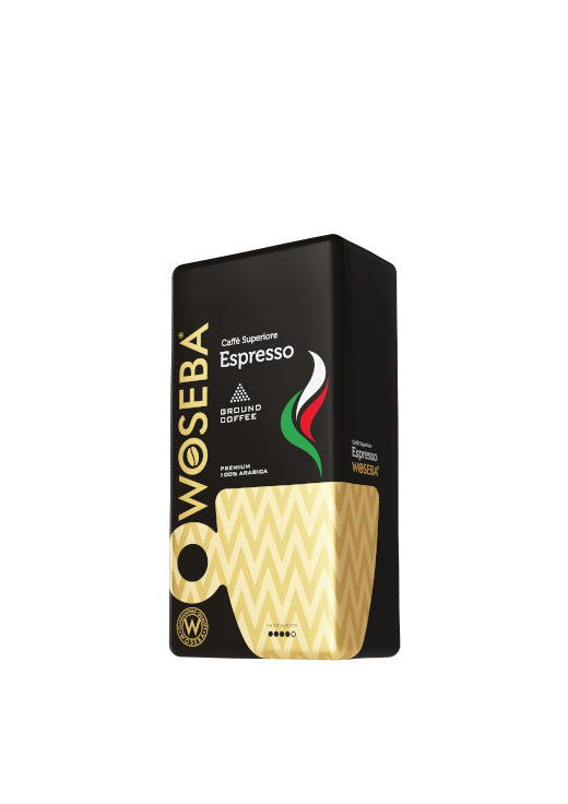 <p>Woseba Espresso, kawa mielona, vacuum, widok bokiem, 500 g</p>
