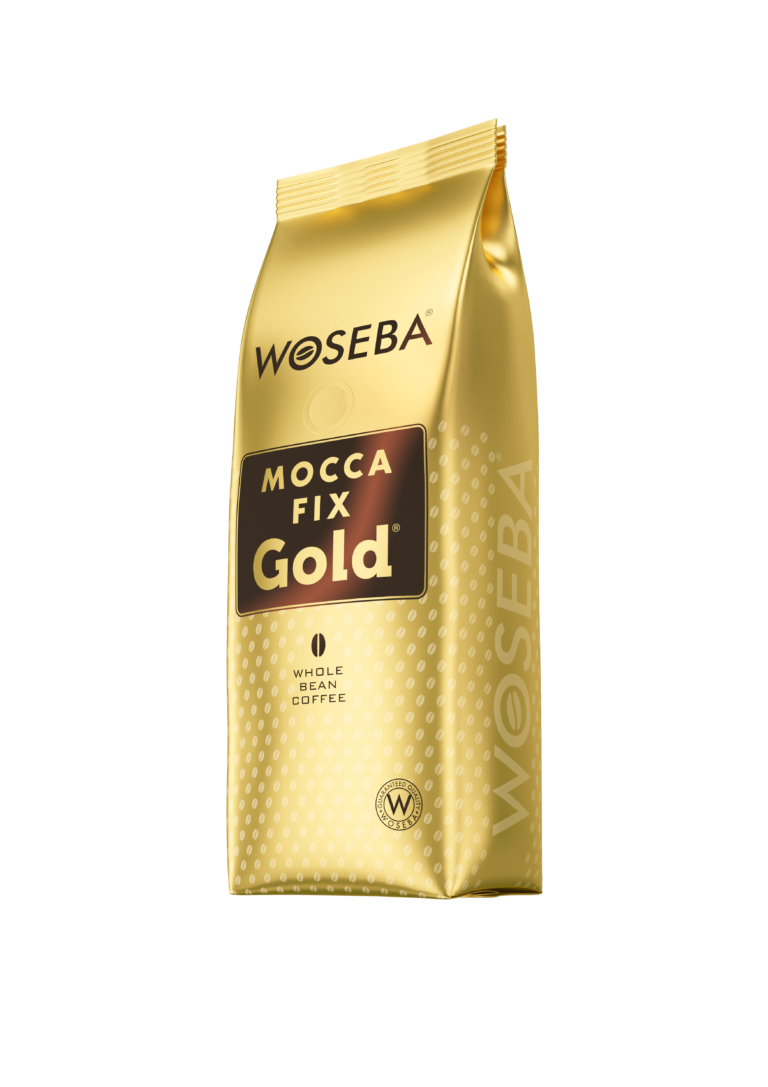 <p>Woseba Mocca Fix Gold, kawa ziarnista, stabilo, widok bokiem, 500 g</p>
