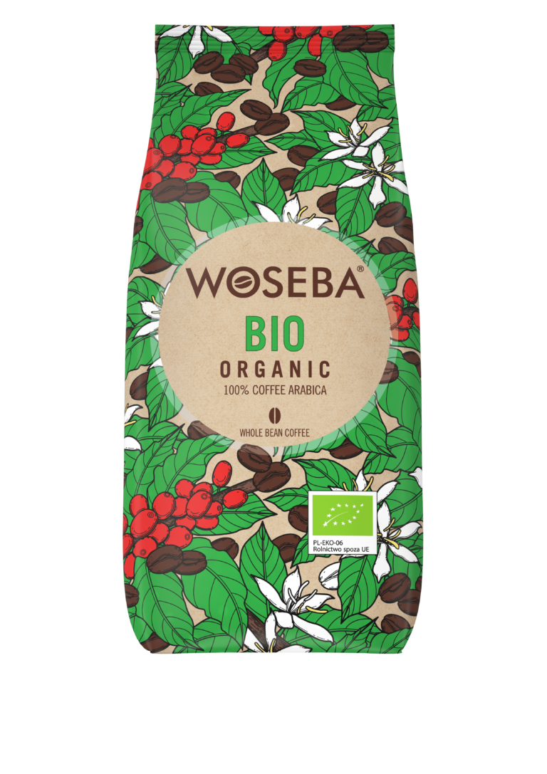 <p>Woseba Bio Organic, kawa ziarnista, stabilo, widok przodem, 1000 g</p>
